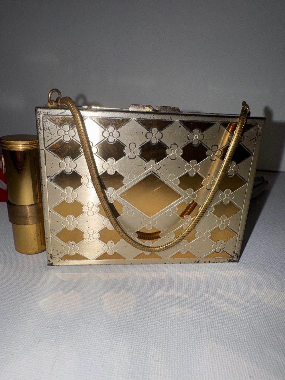 Vintage Minaudière Makeup Carryall Compact Purse